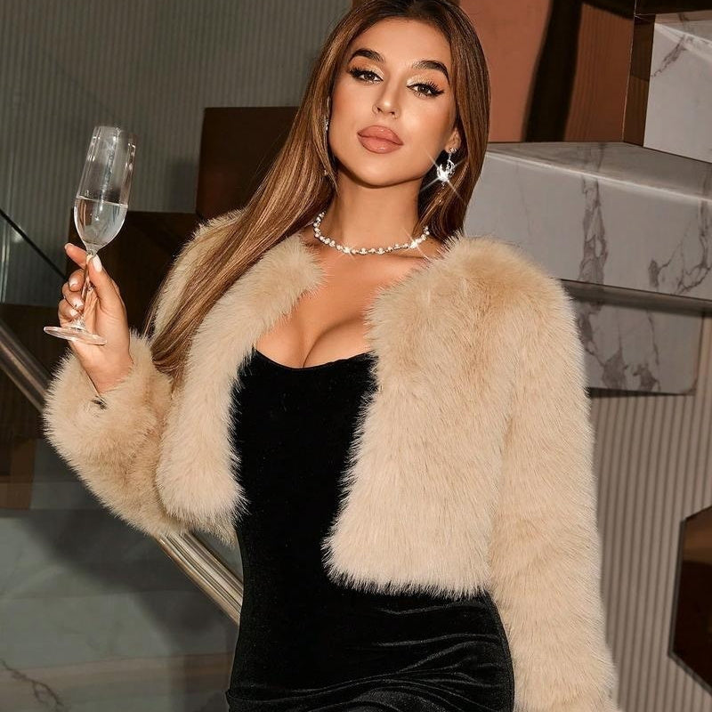 Velour Fox Fur Short Coat