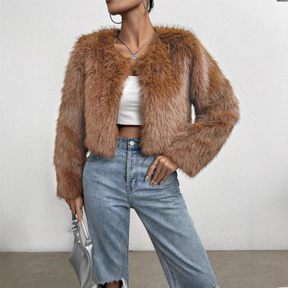 Velour Fox Fur Short Coat